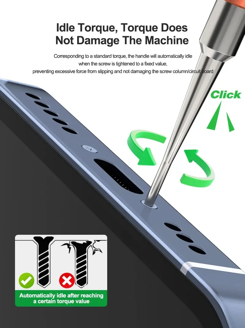 RELIFE RL-726A Precision Torque Screwdriver Set,Idle Torque Prevents Over-Tightening,with 3D S2 Steel Bits for Phone Repair
RELIFE RL-726A Precision Torque Screwdriver Set,Idle Torque Prevents Over-Tightening,with 3D S2 Steel Bits for Phone Repair