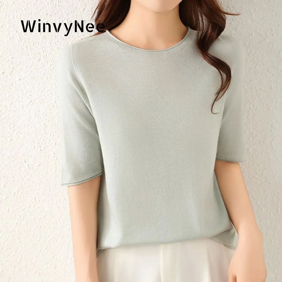 WinvyNee Women Worsted Wool Crew Neck Short Sleeve Pullover Spring Autumn Everyday Knit Basic Garment Soft Casual Wear A1757009
WinvyNee Women Worsted Wool Crew Neck Short Sleeve Pullover Spring Autumn Everyday Knit Basic Garment Soft Casual Wear A1757009