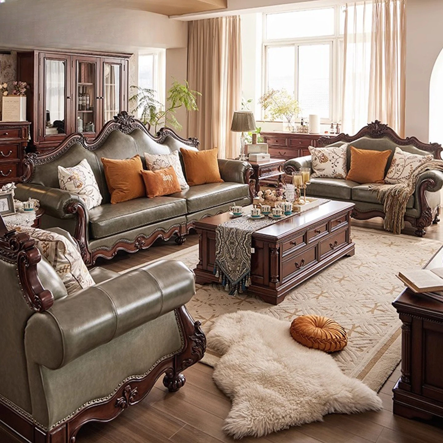 Genuine leather sofa 123 combo living room solid wood luxury villa first-floor cowhide large unit furniture
Genuine leather sofa 123 combo living room solid wood luxury villa first-floor cowhide large unit furniture