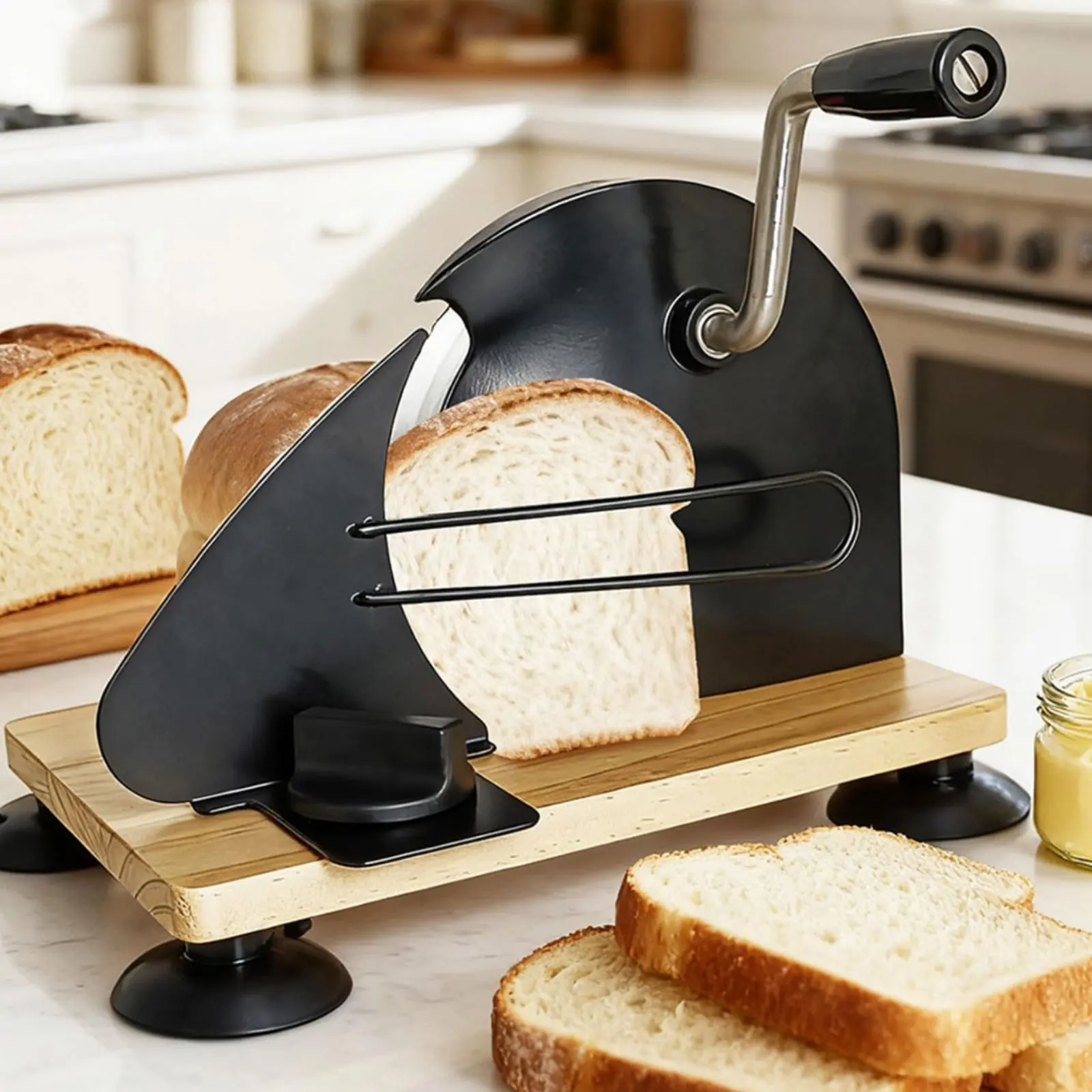 Adjustable Thickness Bread Cutter Easy to Operate Manual Bread Cutter Bread Slice Slicing Machine Space-Saving Size Kitchen
Adjustable Thickness Bread Cutter Easy to Operate Manual Bread Cutter Bread Slice Slicing Machine Space-Saving Size Kitchen