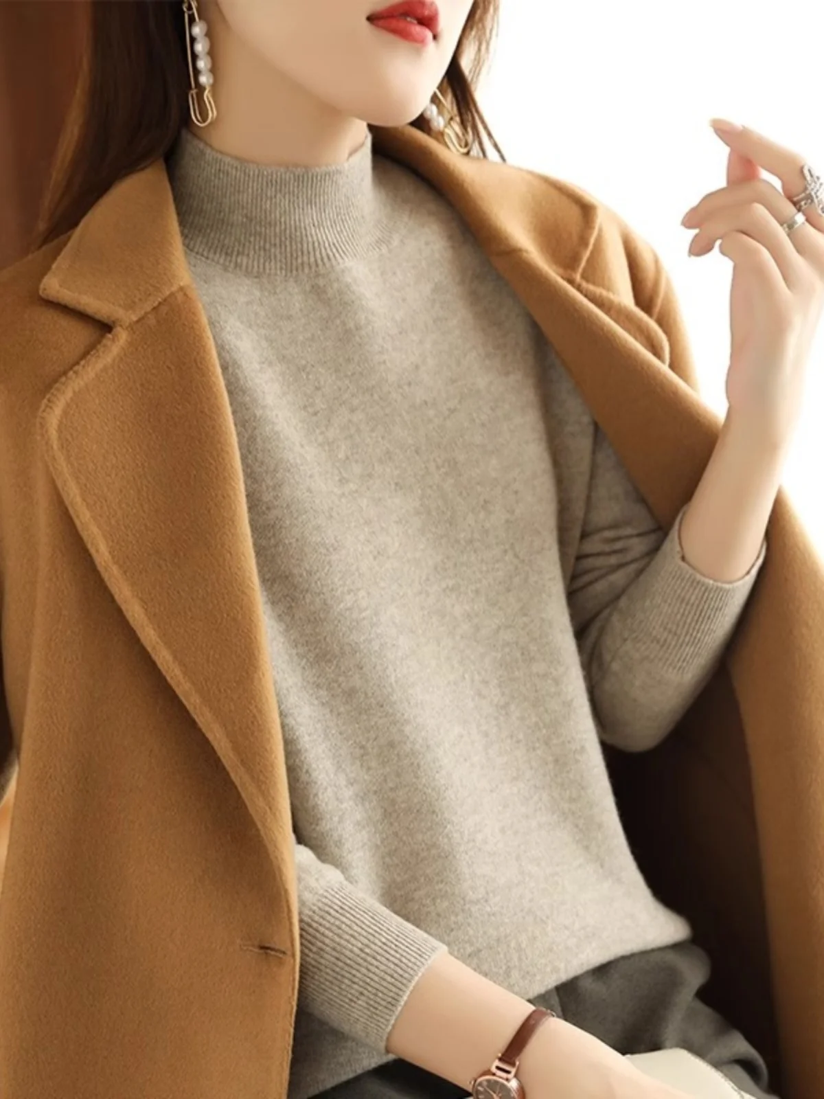 Thiened Softened Chic Semi-High Collar Sweater Women Loose Inner Wear Base irt plus Size Mid-Ne Autumn Knitted Sweater
Thiened Softened Chic Semi-High Collar Sweater Women Loose Inner Wear Base irt plus Size Mid-Ne Autumn Knitted Sweater