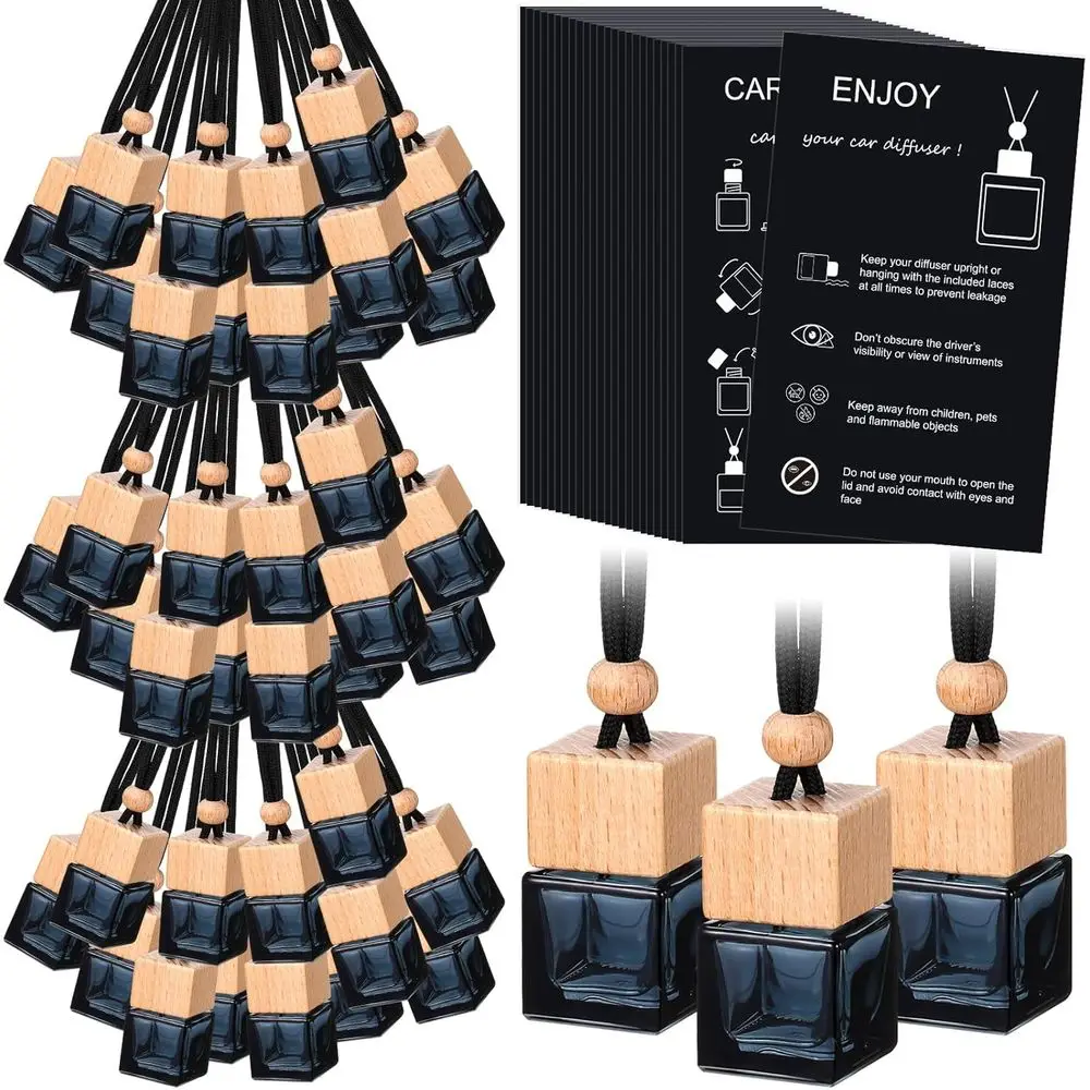 Set of 100 Empty Hanging Car Air Freshener Bottles with Instructions, Black Square Glass Perfume Holders
Set of 100 Empty Hanging Car Air Freshener Bottles with Instructions, Black Square Glass Perfume Holders