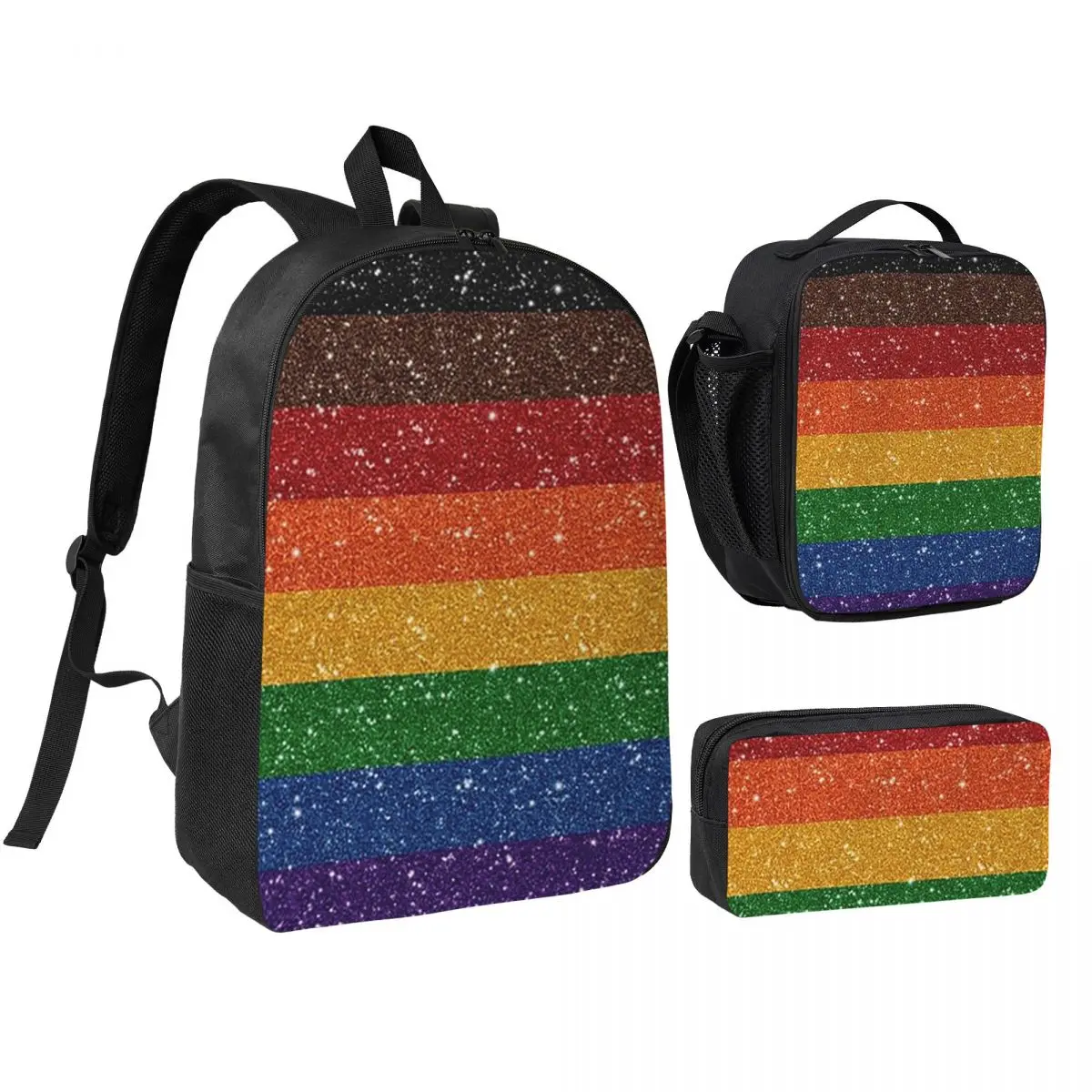 Faux Glitter Rainbow Pride Flag LGBT Gay Lesbian Backpack BookBag School Bag Laptop Shoulder Bags 3ps Lunch Bag Pencil Case
Faux Glitter Rainbow Pride Flag LGBT Gay Lesbian Backpack BookBag School Bag Laptop Shoulder Bags 3ps Lunch Bag Pencil Case