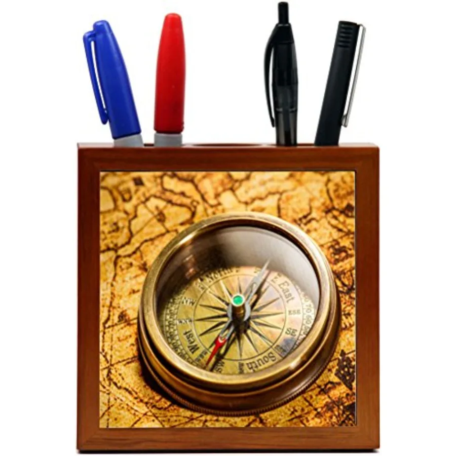Vintage Compass Lies on Ancient World Map Design 5-Inch Wooden Tile Pen Holder RK-PH8859
Vintage Compass Lies on Ancient World Map Design 5-Inch Wooden Tile Pen Holder RK-PH8859