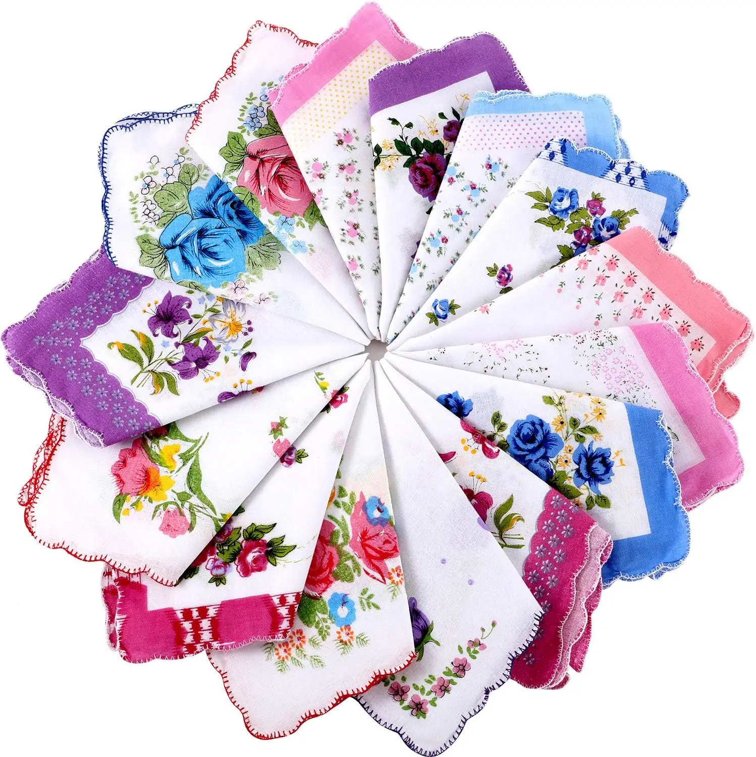 15 Pcs Ladies Floral Handkerchiefs Set Soft Cotton Fabric Vintage Hankies for Women
15 Pcs Ladies Floral Handkerchiefs Set Soft Cotton Fabric Vintage Hankies for Women