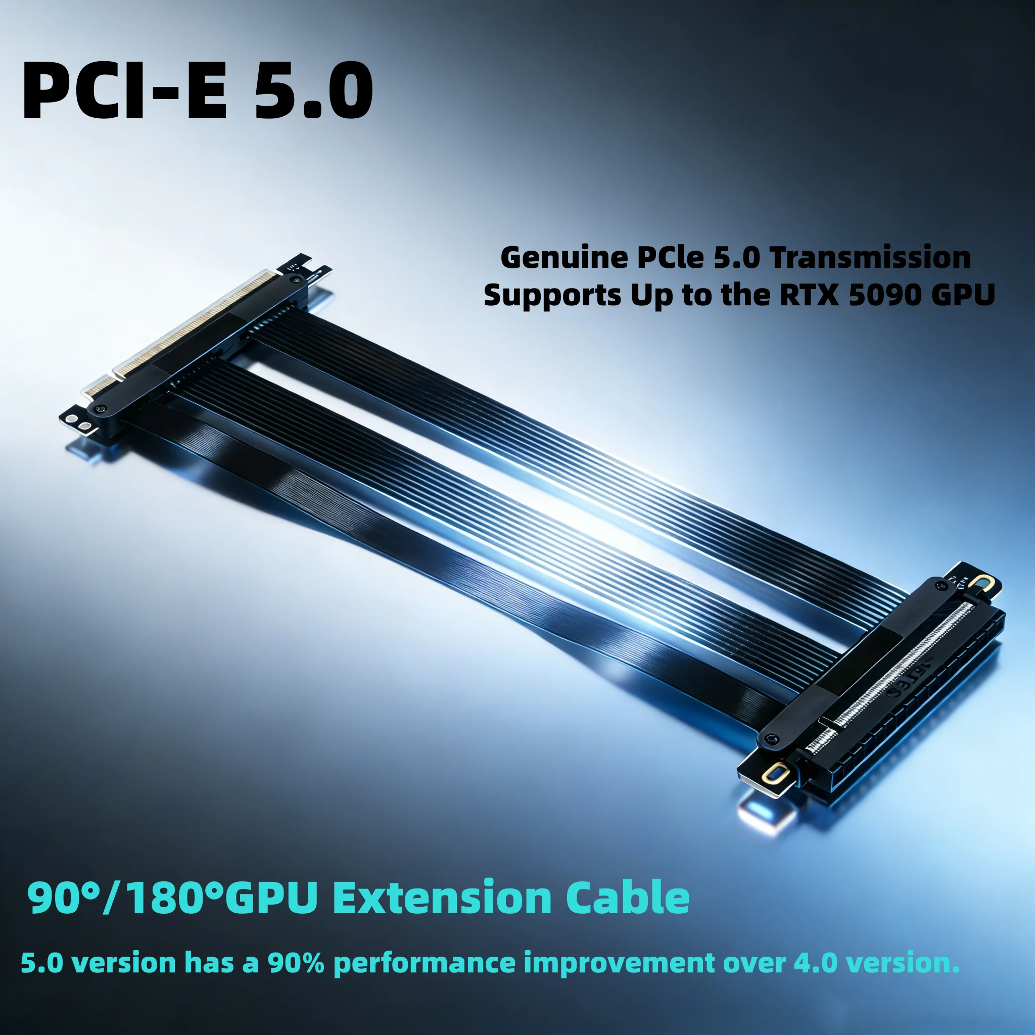 PCIe 5.0 X16 Riser Cable 180° Angle Extension for RTX 4090/5090 RX 7900 XTX WRX80/TRX40
PCIe 5.0 X16 Riser Cable 180° Angle Extension for RTX 4090/5090 RX 7900 XTX WRX80/TRX40