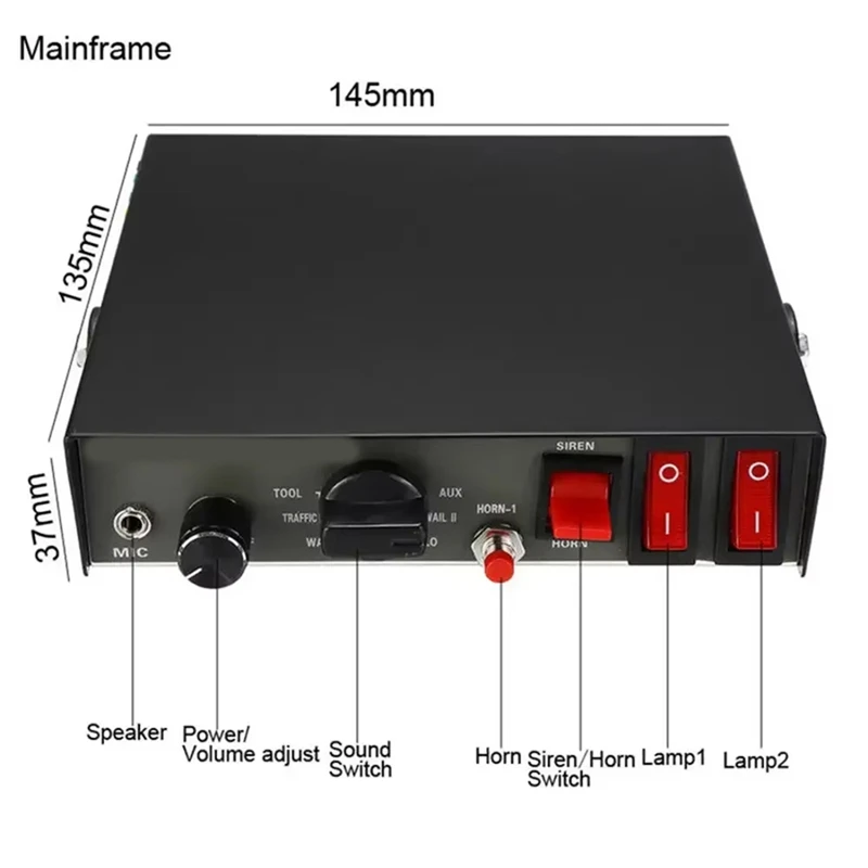 Loudspeaker host 200W 9 Sound Loud Warning Alarm Police Fire Siren Horn PA Speaker MIC System Microphone Fire Speaker Host 24V
Loudspeaker host 200W 9 Sound Loud Warning Alarm Police Fire Siren Horn PA Speaker MIC System Microphone Fire Speaker Host 24V
