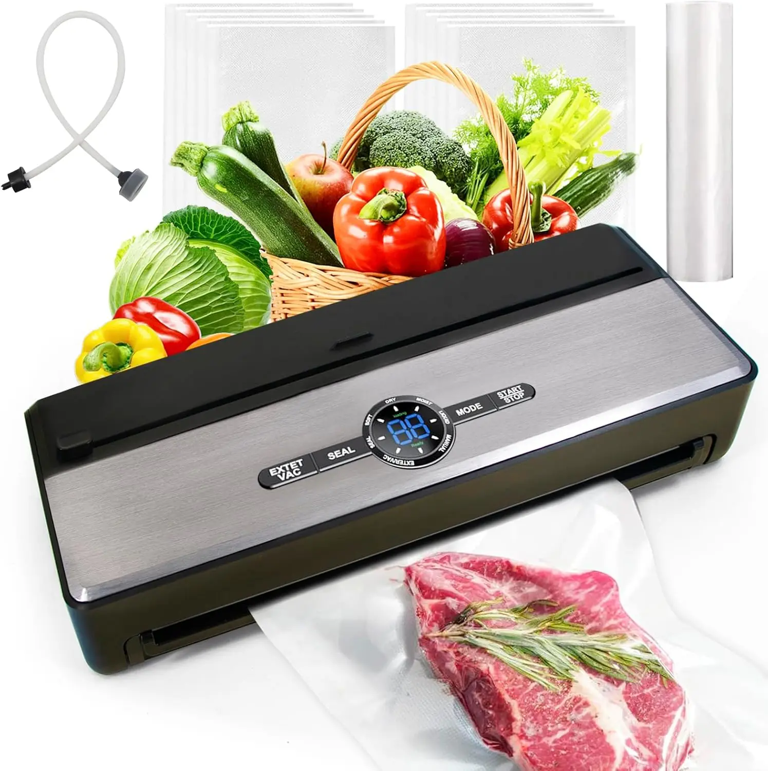 Newest Household Automatic Electric Food Saver Vacuum Sealer Machine with Cutter and LCD Display 
Newest Household Automatic Electric Food Saver Vacuum Sealer Machine with Cutter and LCD Display