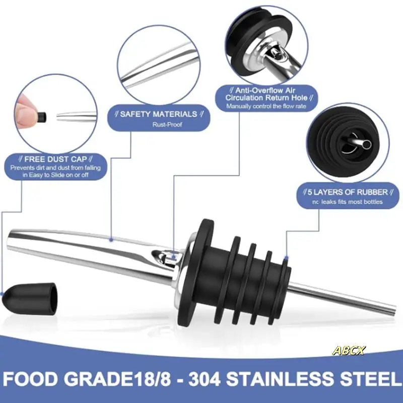 Stainless Steel Pour Spouts For Liquor Bottles, Oil, Vinegar, And Wine With Rubber Dust Caps
Stainless Steel Pour Spouts For Liquor Bottles, Oil, Vinegar, And Wine With Rubber Dust Caps