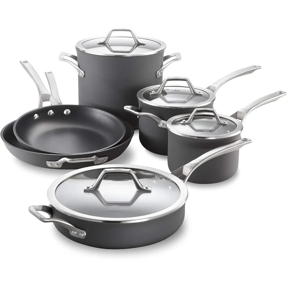 10-Piece Nonstick Kitchen Cookware Set Stay-Cool Stainless Steel Handles Dishwasher
10-Piece Nonstick Kitchen Cookware Set Stay-Cool Stainless Steel Handles Dishwasher
