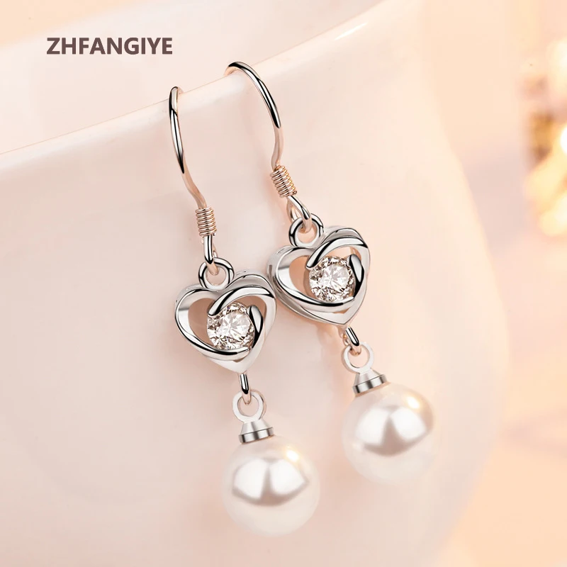 Fashion Pearl Earrings for Women 925 Silver Jewelry Accessories Inlaid Zircon Gemstone Heart Shape Drop Earrings Wedding Party
Fashion Pearl Earrings for Women 925 Silver Jewelry Accessories Inlaid Zircon Gemstone Heart Shape Drop Earrings Wedding Party