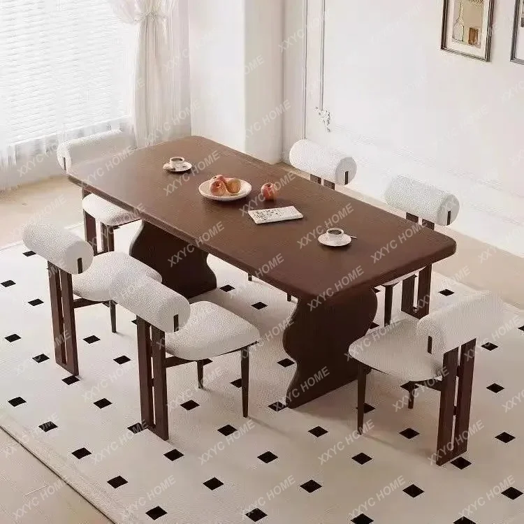 L Retro Ash Wood Solid Wood Dining Table And Chair Combination Rectangular Household Dining Table
L Retro Ash Wood Solid Wood Dining Table And Chair Combination Rectangular Household Dining Table