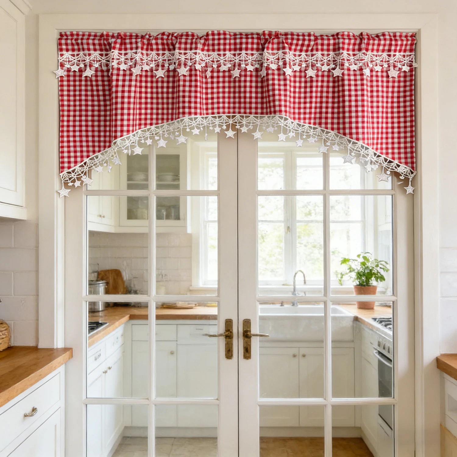 1PC Classic Red Lattice Arched Short Curtain for Small Window Drape With White Lace Stars Kitchen Entrance Study Blinds
1PC Classic Red Lattice Arched Short Curtain for Small Window Drape With White Lace Stars Kitchen Entrance Study Blinds