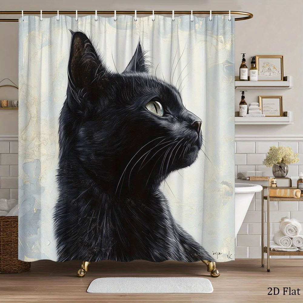 Elegant Black Cat Portrait Shower Curtain Waterproof Bathroom Decor Feline Art Print 180x200cm Modern Gothic Home Luxury Style
Elegant Black Cat Portrait Shower Curtain Waterproof Bathroom Decor Feline Art Print 180x200cm Modern Gothic Home Luxury Style