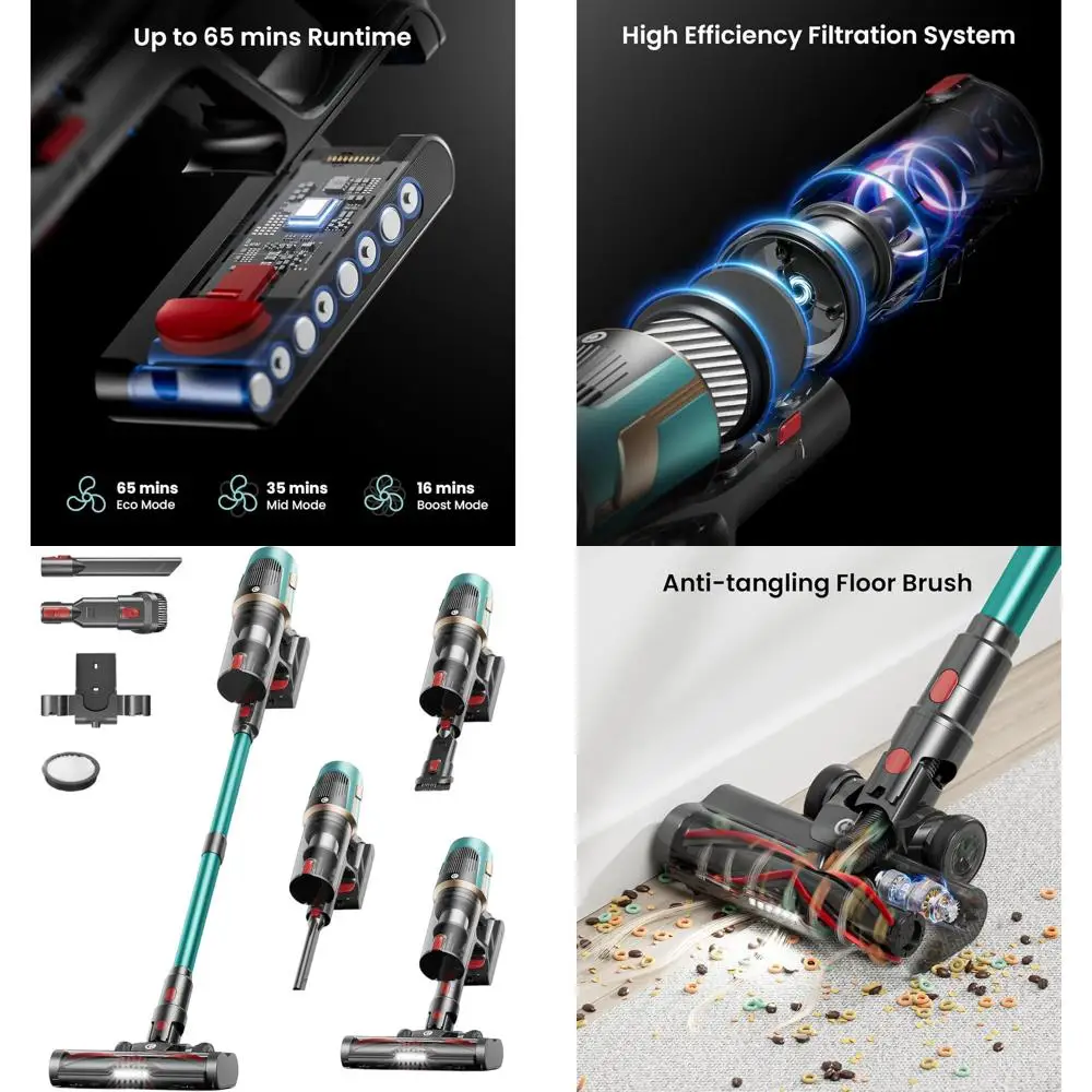 Upgraded 580W 48kPa 65-Minute Stick Vacuum Cleaner with Self-Standing and LED Light for Home, Pet Hair, and Carpets
Upgraded 580W 48kPa 65-Minute Stick Vacuum Cleaner with Self-Standing and LED Light for Home, Pet Hair, and Carpets