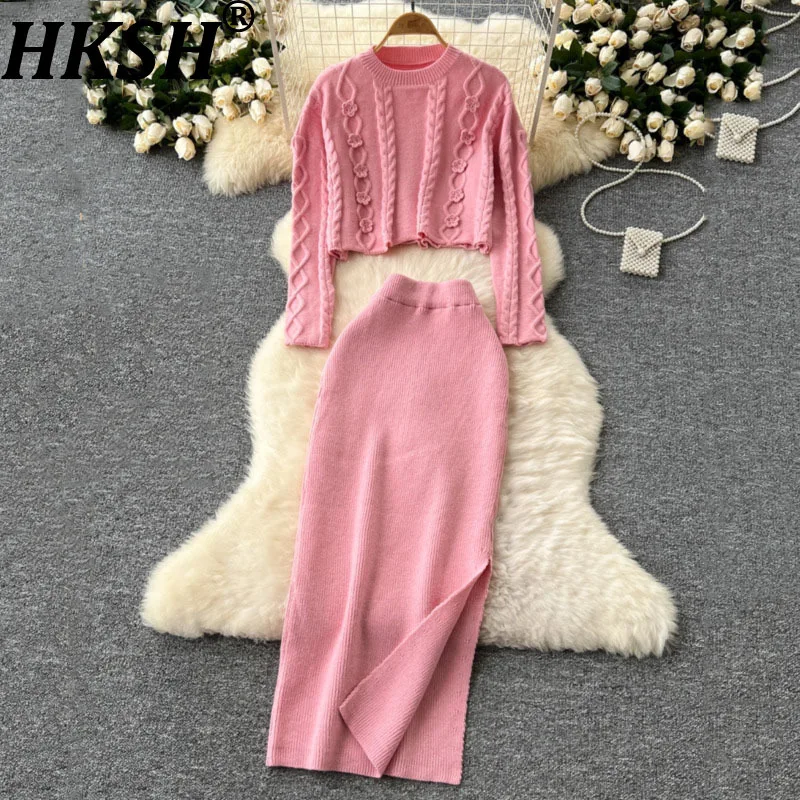 HKSH Autumn Winter New Women Tide High Sense Knitted Skirts Sweater Sets Pullover Round Collar Slim Fit Split Elegant Ins HK9418
HKSH Autumn Winter New Women Tide High Sense Knitted Skirts Sweater Sets Pullover Round Collar Slim Fit Split Elegant Ins HK9418