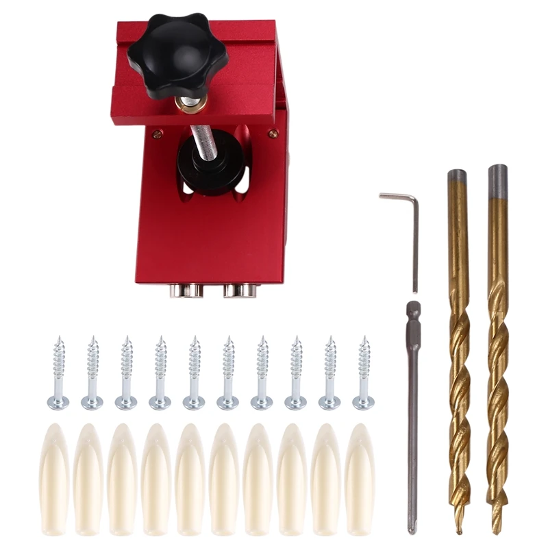 Pocket Hole Drill Guide Dowel Jig, Aluminium Oblique Hole Locator Drilling Kit Woodworker DIY Tools With 9Mm Drill
Pocket Hole Drill Guide Dowel Jig, Aluminium Oblique Hole Locator Drilling Kit Woodworker DIY Tools With 9Mm Drill