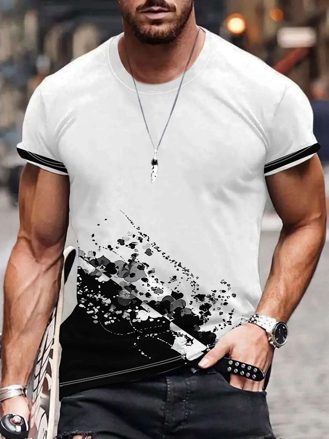 Simple fashion casual men's T-shirt fashion creative design 3D digital printing T-shirt summer loose cool short sleeve T-shirt
Simple fashion casual men's T-shirt fashion creative design 3D digital printing T-shirt summer loose cool short sleeve T-shirt