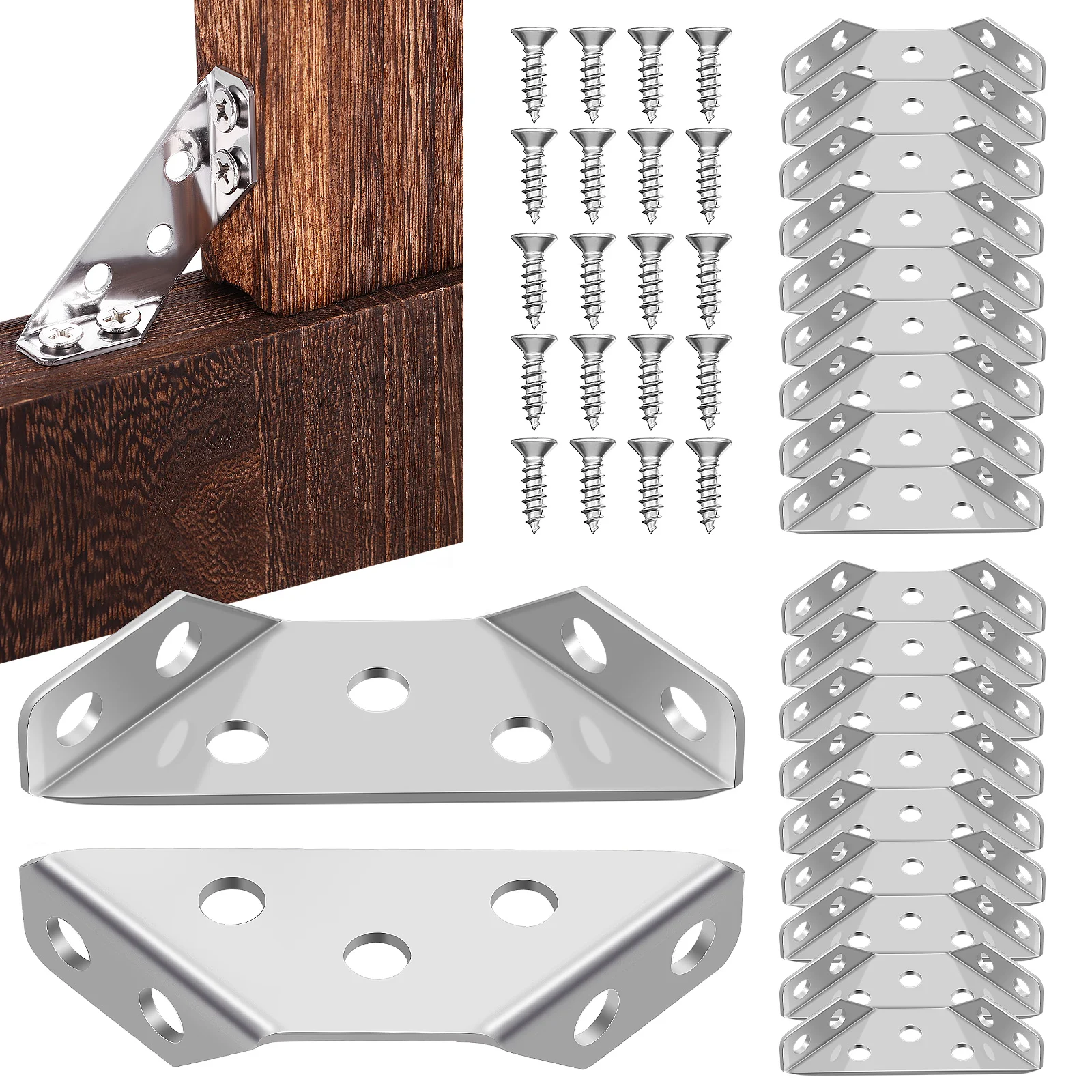 20 Pcs Stainless Steel Corner Code Holder Angle Brackets Furniture Connectors Metal Brace
20 Pcs Stainless Steel Corner Code Holder Angle Brackets Furniture Connectors Metal Brace