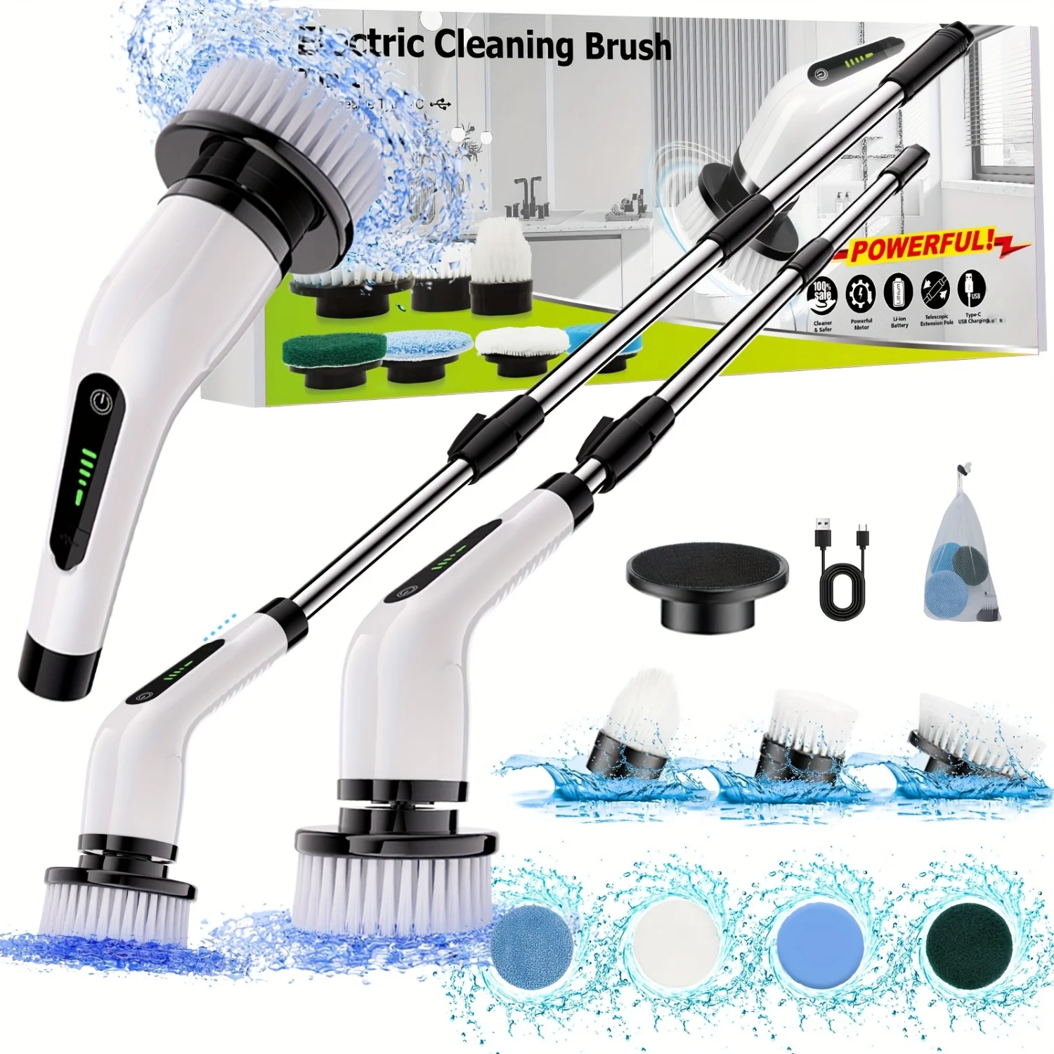 Rechargeable Rotary Scrubber - 2-Speed Power Cleaning with 7 Interchangeable Brush Heads, Adjustable and Removable Handle for E
Rechargeable Rotary Scrubber - 2-Speed Power Cleaning with 7 Interchangeable Brush Heads, Adjustable and Removable Handle for E