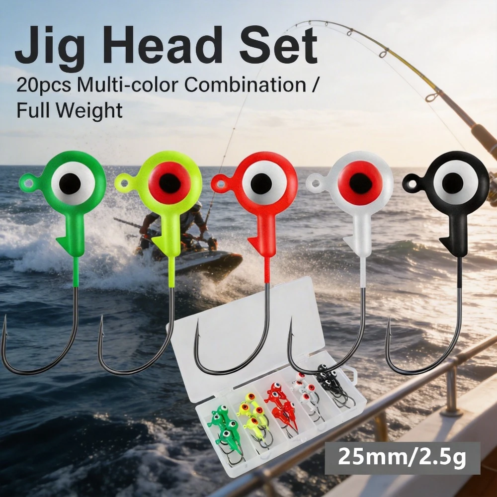 20pcs Box Anti Snag Color Jig Heads Ultra Sharp High Carbon Steel Fishing Hooks Freshwater Saltwater Fishing Tackle Accessories
20pcs Box Anti Snag Color Jig Heads Ultra Sharp High Carbon Steel Fishing Hooks Freshwater Saltwater Fishing Tackle Accessories