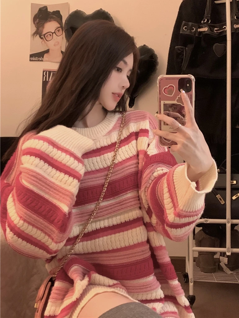 Женский трикотаж в полоску Lazy Sle round Ne, верхняя одежда, весенне-осенний свободный вязаный топ, теплый длинный свек, прямой крой
Женский трикотаж в полоску Lazy Sle round Ne, верхняя одежда, весенне-осенний свободный вязаный топ, теплый длинный свек, прямой крой