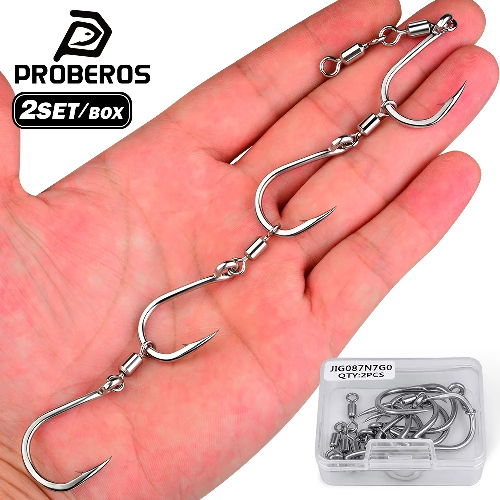 PROBEROS 2Set/Box Triple Assist Hook with Bead Swivels High Carbon Steel Barbed Hook Slow Pitch Jigging Saltwater Fishing Tackle
PROBEROS 2Set/Box Triple Assist Hook with Bead Swivels High Carbon Steel Barbed Hook Slow Pitch Jigging Saltwater Fishing Tackle