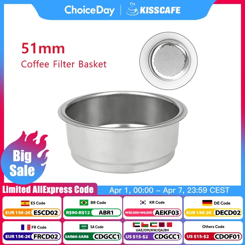 51MM Coffee Filter Basket Non Pressurized 2 cups Replacement For Delonghi EC9335 EC9665 Espresso Machine Accessory Barista Tool
51MM Coffee Filter Basket Non Pressurized 2 cups Replacement For Delonghi EC9335 EC9665 Espresso Machine Accessory Barista Tool