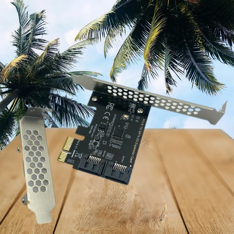 PCI-E SATA Adapter PCIE SATA Expansion Card PCI Express TO SATA 3.0 2 Port SATA III 6Gbps Adapter Riser ASM1061 Chip for Desktop