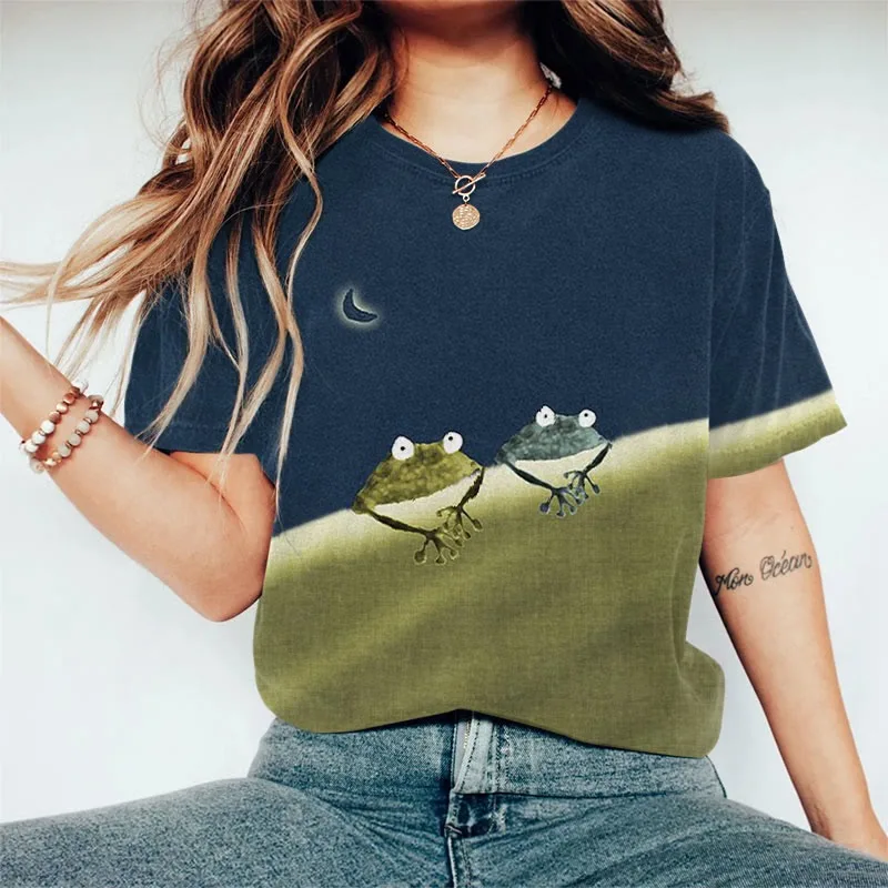 Women Simple Frog Color Block Print Short Sleeve Crew Neck Casual Japanese T-shirt 2025 Summer Holiday Funny Daily Tunics 5XL
Women Simple Frog Color Block Print Short Sleeve Crew Neck Casual Japanese T-shirt 2025 Summer Holiday Funny Daily Tunics 5XL