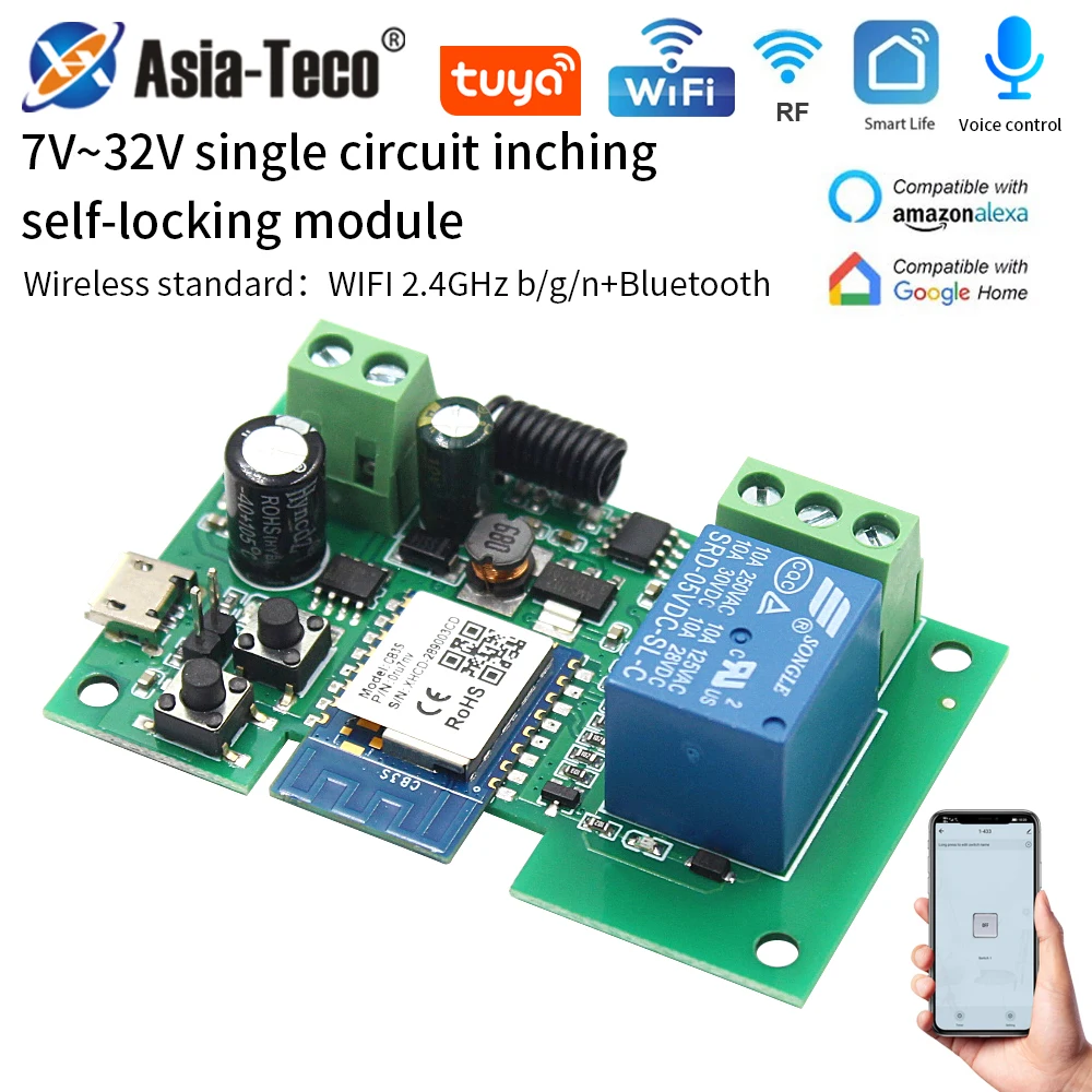 Умный переключатель Tuya WIFI, электрический переключатель доступа к гаражным воротам, DC/AV 7 В-32 В, 1 канал, модуль импульсного реле, RF433, приложение, дистанционное управление
Умный переключатель Tuya WIFI, электрический переключатель доступа к гаражным воротам, DC/AV 7 В-32 В, 1 канал, модуль импульсного реле, RF433, приложение, дистанционное управление