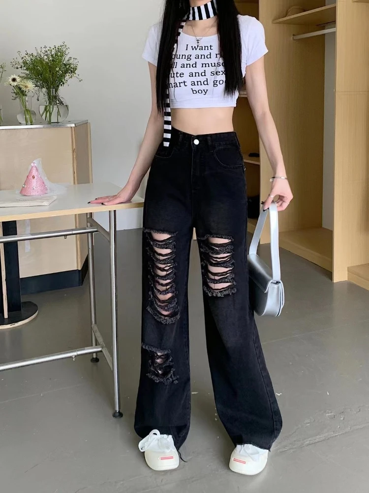 Women's Vintage Distressed Baggy Jeans High Waist Wide Leg Denim Pants Summer Y2K Streetwear Black Trousers
Women's Vintage Distressed Baggy Jeans High Waist Wide Leg Denim Pants Summer Y2K Streetwear Black Trousers