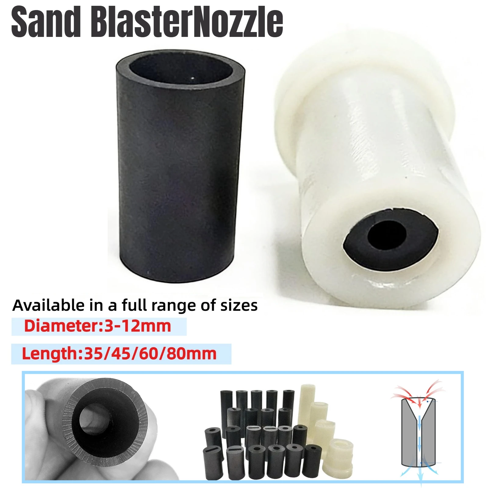 1Pc 3-12mm Diameter Full Sizes Sand Blast Nozzle 35/45/60/80mm Length Boron Carbide Sandblasting Nozzles Air Sandblaster Tip
1Pc 3-12mm Diameter Full Sizes Sand Blast Nozzle 35/45/60/80mm Length Boron Carbide Sandblasting Nozzles Air Sandblaster Tip