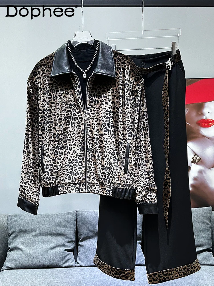 2024 Autumn New Trendy Fashion Casual Two-piece Set New Handsome Personality Popular Leopard Print Top Trousers Men's Jacket Set
2024 Autumn New Trendy Fashion Casual Two-piece Set New Handsome Personality Popular Leopard Print Top Trousers Men's Jacket Set