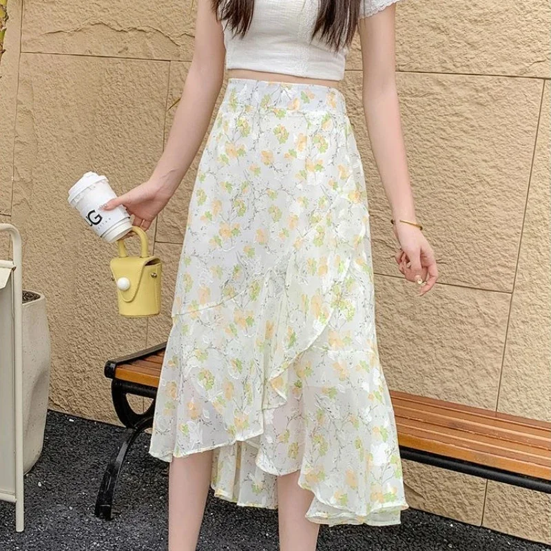Midi Floral Ruffle Skirts for Women Chiffon Korean Style Premium Clothing Trend 2025 Vintage A Line Sales Modest Y2k Woman Skirt
Midi Floral Ruffle Skirts for Women Chiffon Korean Style Premium Clothing Trend 2025 Vintage A Line Sales Modest Y2k Woman Skirt