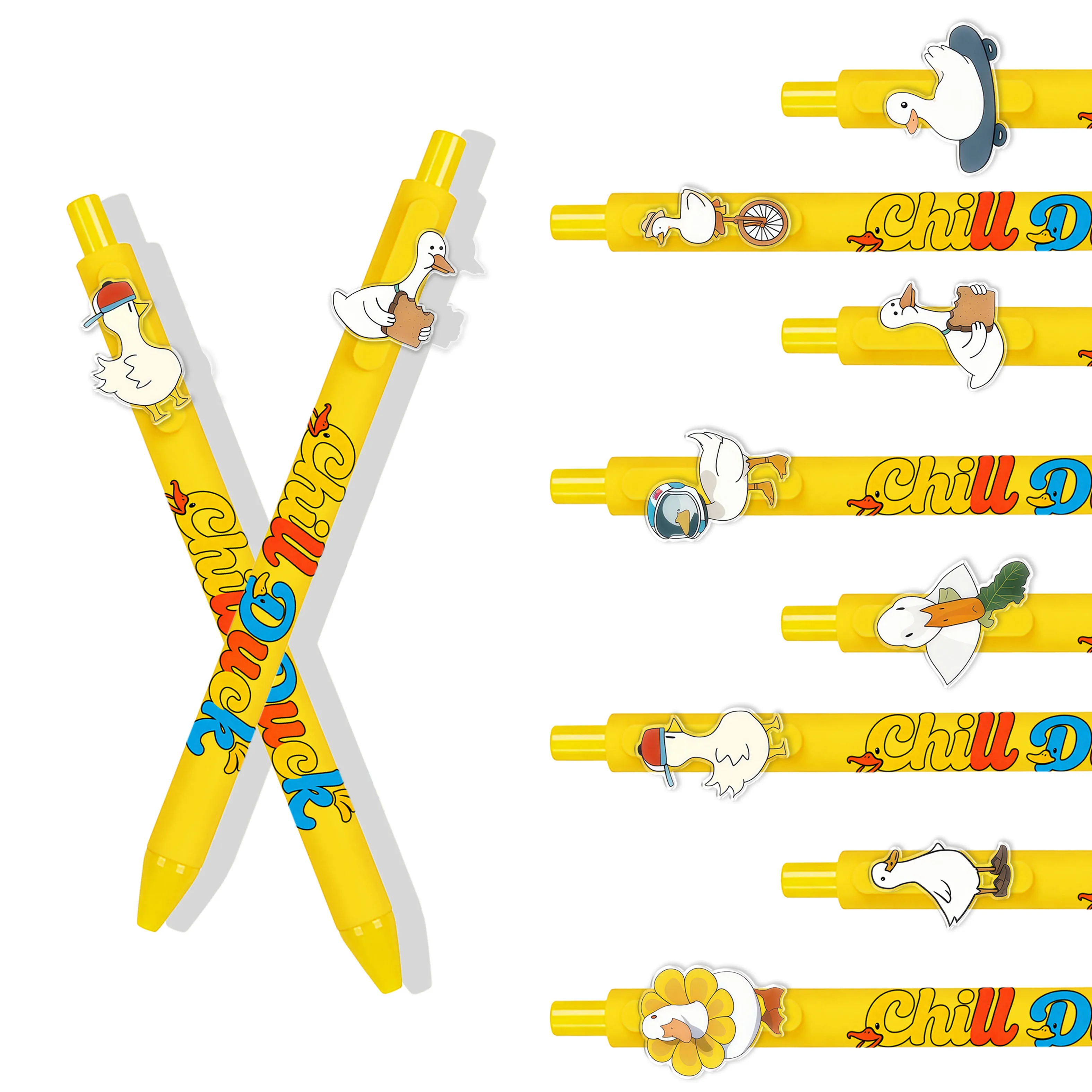 8pcs/16pcs Yellow Call Duck Printed Pens, Creative Goose Shape Retractable Ballpoint Pens, Stationery for Office and School Use
8pcs/16pcs Yellow Call Duck Printed Pens, Creative Goose Shape Retractable Ballpoint Pens, Stationery for Office and School Use