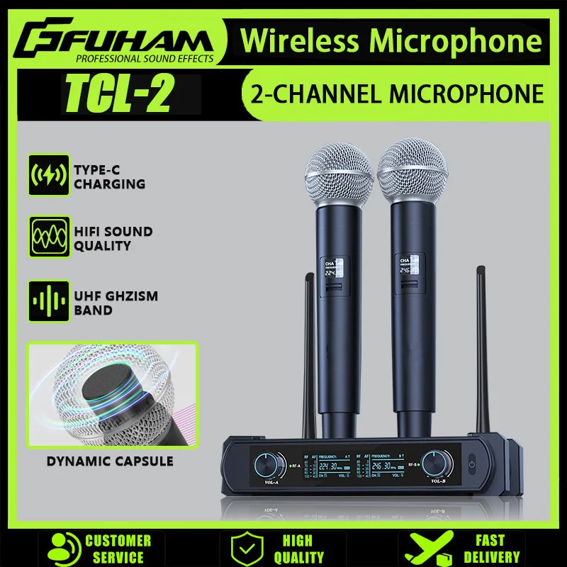 FUHAM Wireless Microphone System 2-Channel UHF Fixed Frequency Wireless Handheld Dynamic Microphone for Stage Performances
FUHAM Wireless Microphone System 2-Channel UHF Fixed Frequency Wireless Handheld Dynamic Microphone for Stage Performances