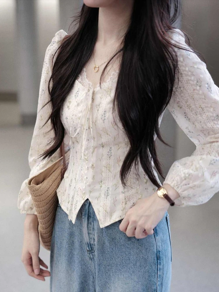 2025 Spring New Shirts V Neck Long Sleeve Lace Bow Crop Tops Female Slim Blouses Fashion Sweet All Match Floral Women's Clothing
2025 Spring New Shirts V Neck Long Sleeve Lace Bow Crop Tops Female Slim Blouses Fashion Sweet All Match Floral Women's Clothing
