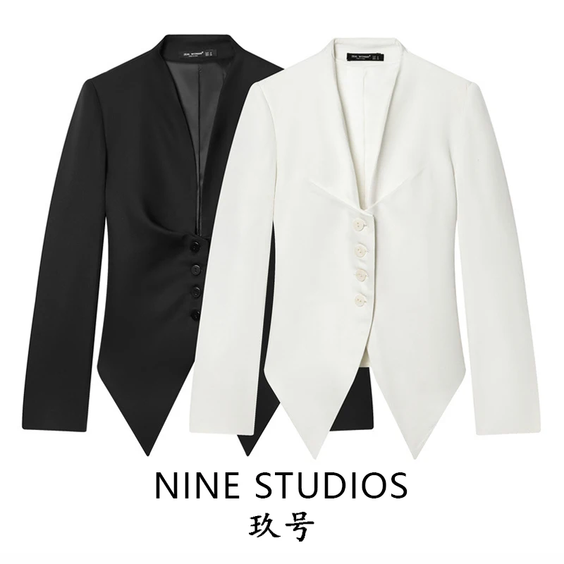 NINE ZAR Women's Slim Fit Pure Color Long Sleeve Button Detail Patchwork Small Suit Jacket Top V-neck Polyester Spring 2026
NINE ZAR Women's Slim Fit Pure Color Long Sleeve Button Detail Patchwork Small Suit Jacket Top V-neck Polyester Spring 2026