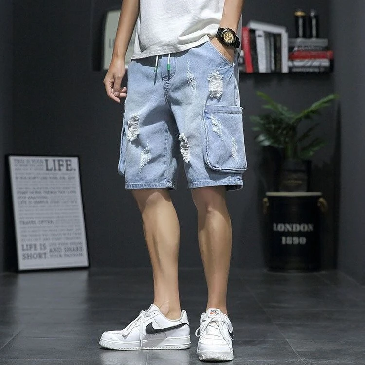 Men's Summer Distressed Denim Shorts Loose Fit Mid Length Plus Size Teen Boy Casual Cargo Shorts
Men's Summer Distressed Denim Shorts Loose Fit Mid Length Plus Size Teen Boy Casual Cargo Shorts
