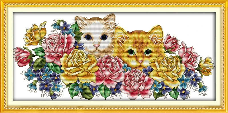 Cross-stitch Complete Set Two Cats In Flowers(2) Stamped Printed Counted Unprinted Cloth DMC Needlework Home Decor
Cross-stitch Complete Set Two Cats In Flowers(2) Stamped Printed Counted Unprinted Cloth DMC Needlework Home Decor