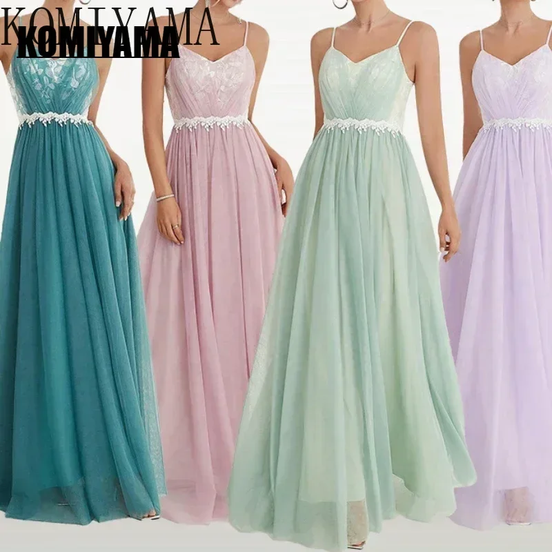 Sling Pleated Elegant Evening Dress Women's 2024 New Simple Mesh Design Prom Dresses Cross-folded Lace Contrast Prom Dress
Sling Pleated Elegant Evening Dress Women's 2024 New Simple Mesh Design Prom Dresses Cross-folded Lace Contrast Prom Dress