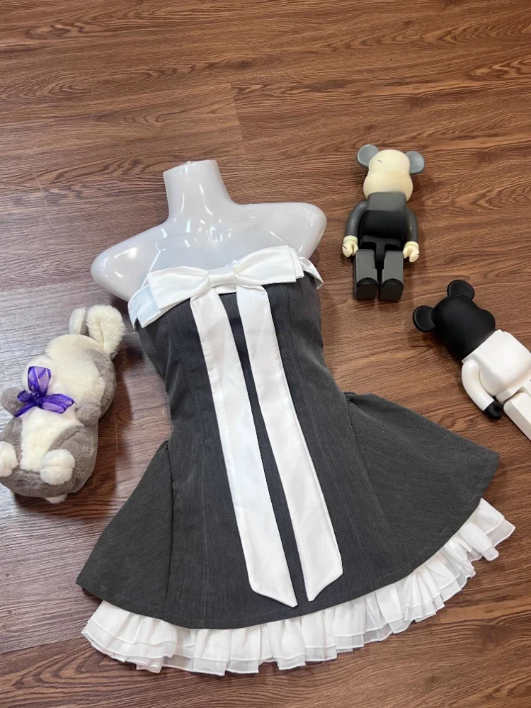 Summer French Vintage Elegant Woman Dress Y2k Strapless Bow Splice Puffy Design Mini Dress Sexy Retro Female Chic Outfits 2025
Summer French Vintage Elegant Woman Dress Y2k Strapless Bow Splice Puffy Design Mini Dress Sexy Retro Female Chic Outfits 2025