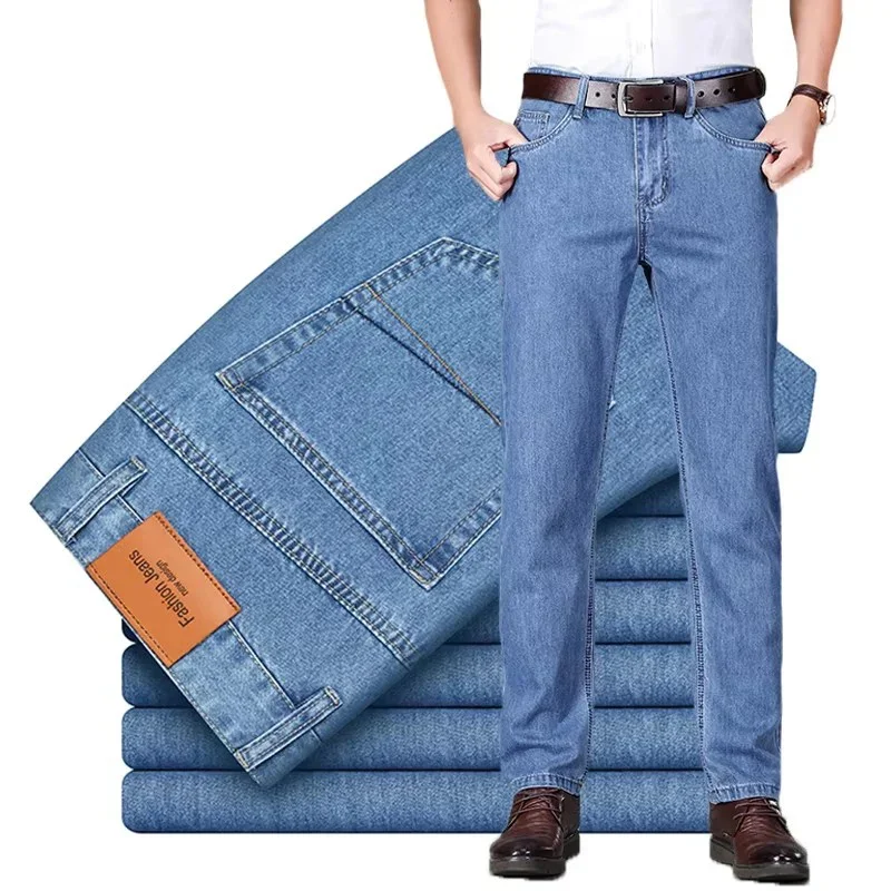 Brand 100% Cotton Men's Business Jeans Summer Thin Straight Slim Classic Trousers Fashion Casual Male Breathable Denim Pants
Brand 100% Cotton Men's Business Jeans Summer Thin Straight Slim Classic Trousers Fashion Casual Male Breathable Denim Pants