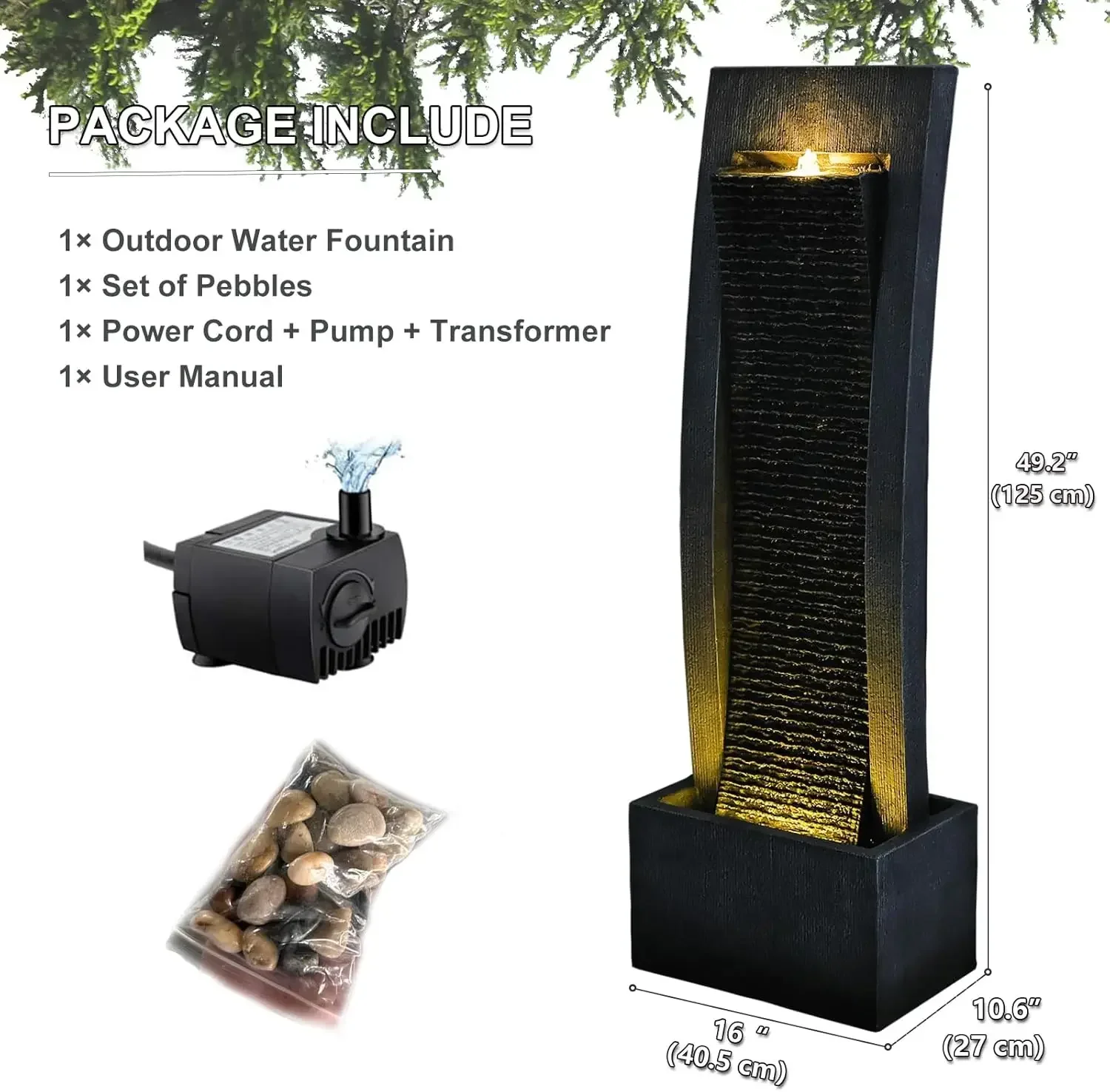 Уличный изогнутый фонтан-водопад из искусственного сланца, отдельно стоящий напольный фонтан для помещений с LED-подсветкой
Уличный изогнутый фонтан-водопад из искусственного сланца, отдельно стоящий напольный фонтан для помещений с LED-подсветкой