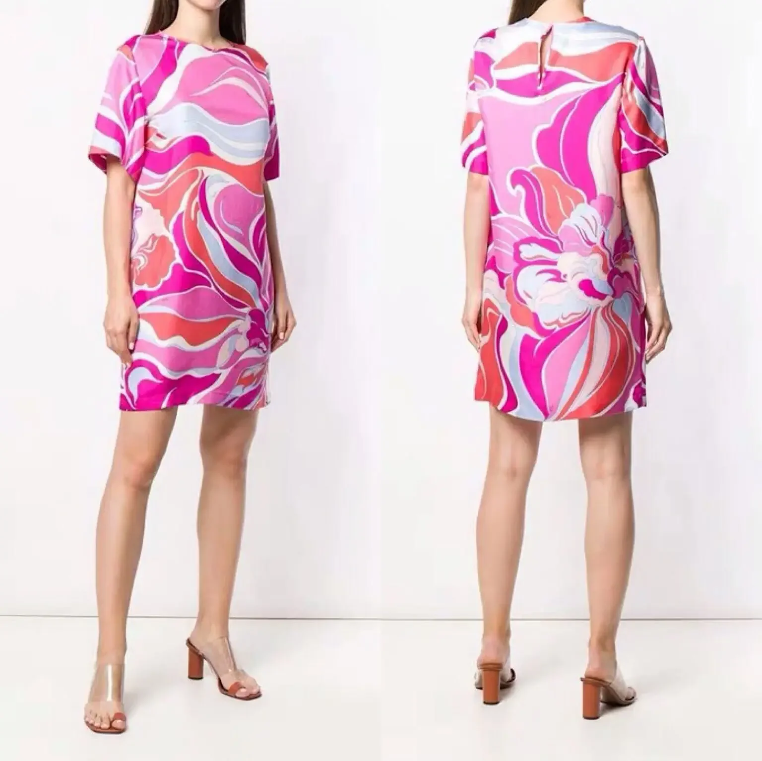 Bohemia Dress Crew Neck Printed Short Dress Knit Elastic Print Elegant Knee Length Short Sleeve Over Size
Bohemia Dress Crew Neck Printed Short Dress Knit Elastic Print Elegant Knee Length Short Sleeve Over Size