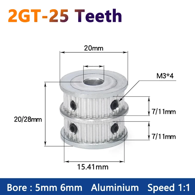 1pc 1:1 25 Teeth 2GT Multiple Wheel Timming Pulley for Belt Width 6 10mm 25T Double Row Combination Synchronous Wheel Bore 5 6mm
1pc 1:1 25 Teeth 2GT Multiple Wheel Timming Pulley for Belt Width 6 10mm 25T Double Row Combination Synchronous Wheel Bore 5 6mm