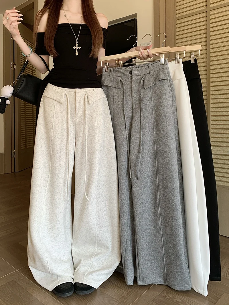 Casual Loose Pure Color Drawstring Drapey Women's Pants Summer Age-Defying Wide Leg Trousers High Waist Zipper Fastening
Casual Loose Pure Color Drawstring Drapey Women's Pants Summer Age-Defying Wide Leg Trousers High Waist Zipper Fastening