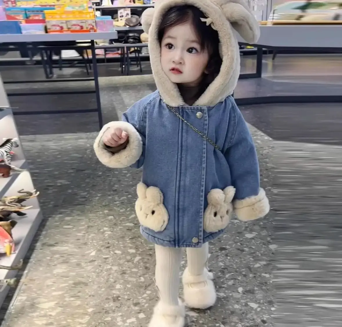 Girls' Thick Cowboy Coat with Velvet for Autumn and Winter Children's Baby Rabbit Ear Cotton Coat Korean
Girls' Thick Cowboy Coat with Velvet for Autumn and Winter Children's Baby Rabbit Ear Cotton Coat Korean