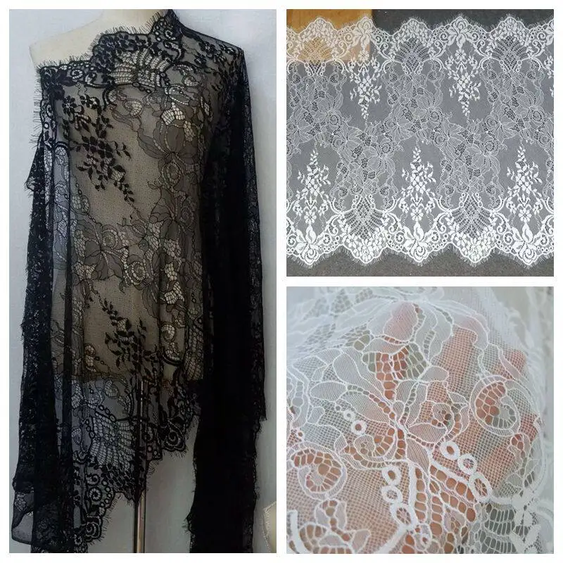 3-6 M/lot Black and White Mesh Eyelash Lace Trim for Wedding Dresses DIY Table Runners Home Decor 66cm Wide
3-6 M/lot Black and White Mesh Eyelash Lace Trim for Wedding Dresses DIY Table Runners Home Decor 66cm Wide